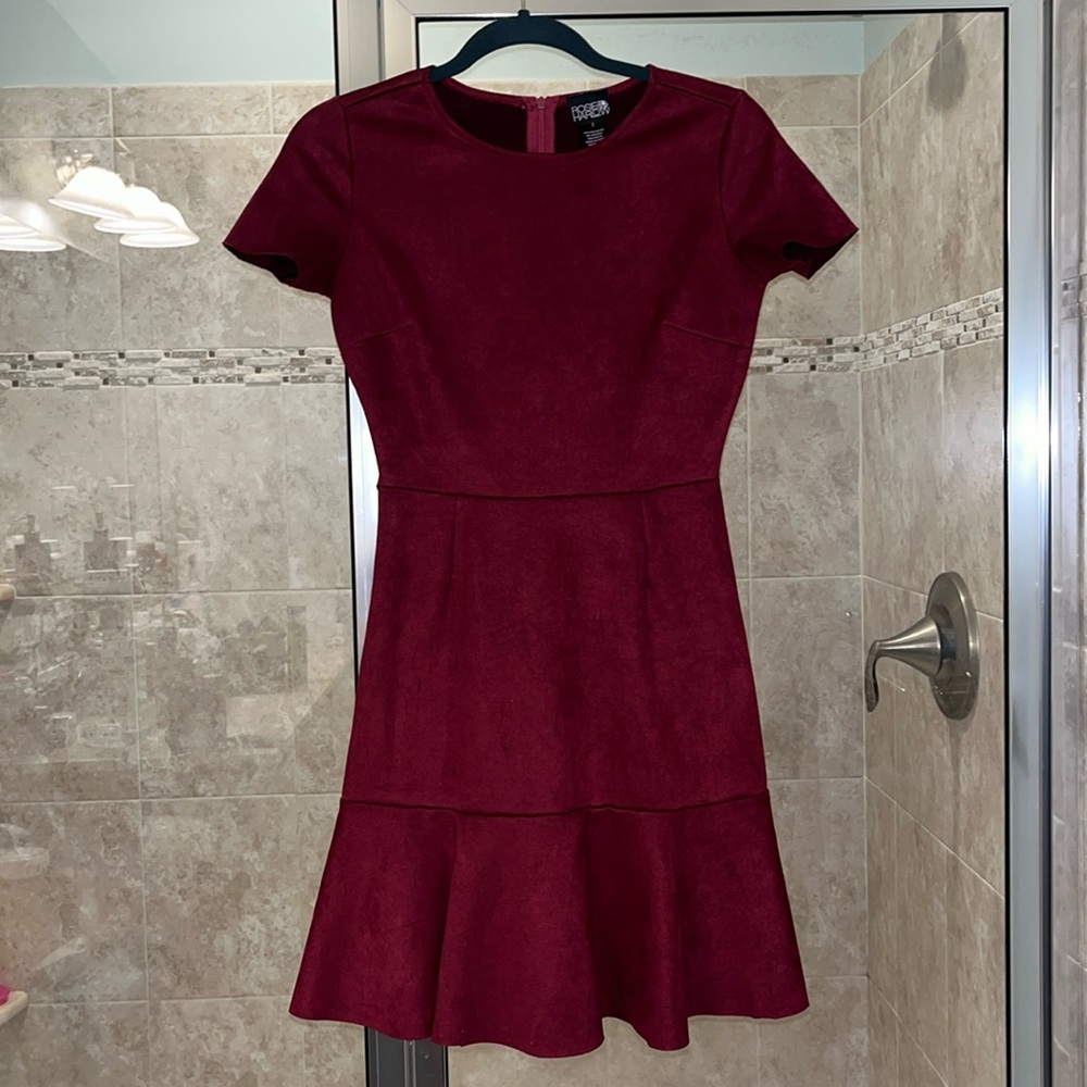Maroon Suede Cocktail Dress